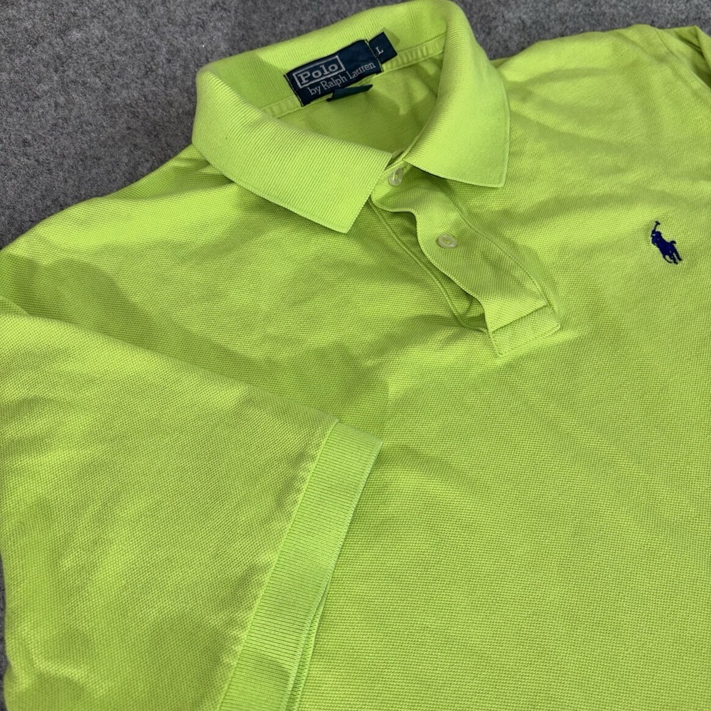 Polo Ralph Lauren Shirt Men's Large Lime Green Short Sleeve‎ Polo Classic Logo